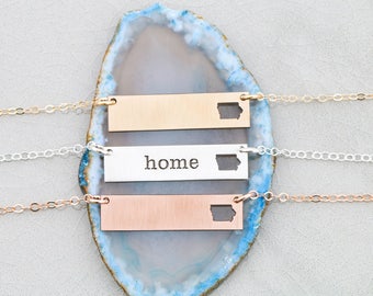 FREE SHIP • Iowa Necklace State Iowa Jewelry • State Pendant Iowa Charm Location Necklace Map Cutout • State Outline Necklace Moving Gift