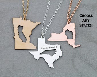 SALE • Best Friend Gift Graduation Necklace Sister Going Away Gift Moving •Long Distance Relationship Gift Girlfriend Jewelry State Necklace