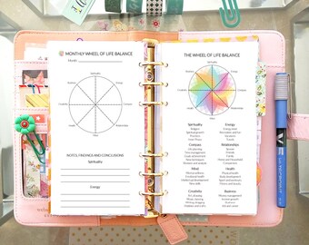 Wheel of Life Balance Personal Filofax Inserts Printable Coaching Tool Life Management Self Construction Planner Pages Instant Download PDF