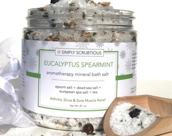 MINT EUCALYPTUS Bath Salt-Eucalyptus Bath Salt-Detox Bath Salt-Aromatherapy Bath Soak- 16 oz.