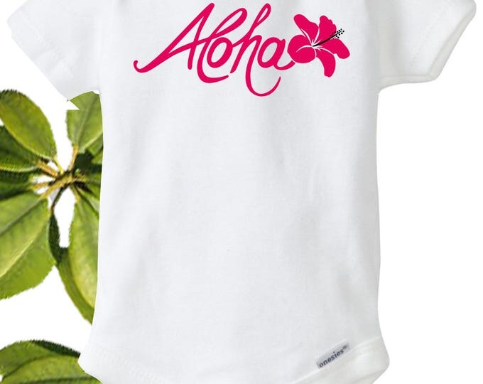Aloha Hawaii Baby Onesies®, Beach Bodysuit, Beach Baby, Island Baby, Surfer Girl, Hibiscus, Baby Shower Gift, Beach Girl, Baby Romper