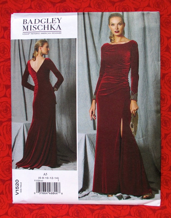 Vogue Sewing Pattern V1520 Evening Gown Train Beaded Trim