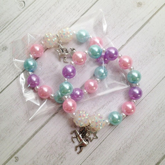 8 Unicorn Pastel charm Bracelet Birthday or Slumber Party