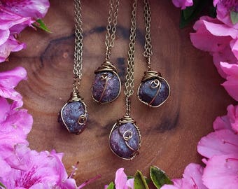 Raw garnet necklace, January birthstone necklace, birthstone necklace, garnet stone, wire wrapped, crystal