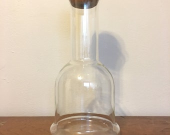 Glass Dansk Decanter with Teak Wood Stopper Stamped Thailand