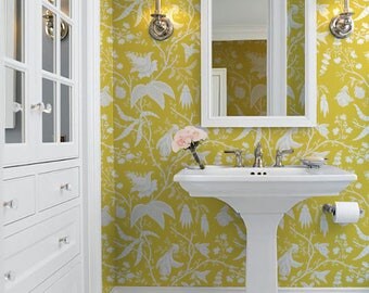 Daffodil Chinoise Repositionable Peel 'n Stick Wallpaper Choose your color!