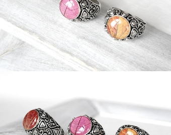 Resin ring for gift|for|women Boho jewelry Signet ring girlfriend Boho ring Party ring Cool gift Pink ring eco Orange ring Red ring petal