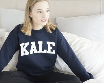 Kale Sweatshirt - Kale Sweater - Kale University - Tumblr Sweatshirt - Kale Shirt - Funny Sweatshirt - Pullover - Navy Blue Sweatshirt