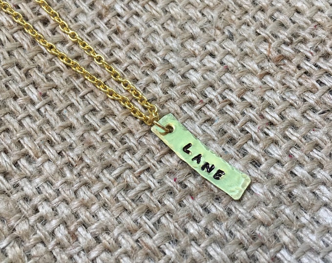 Gold Name Necklace, Custom Name Necklace, Customized Necklace, Name Necklace, Name Tag Necklace, Stamped Necklace, Child Name Necklace