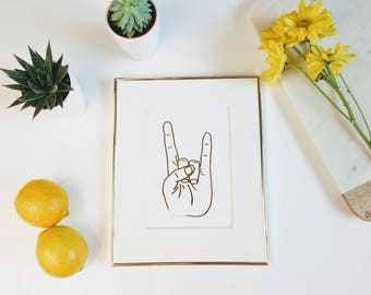 ROCK ON Gold Foil Print | gallery wall print, apartment decor, gold foil prints, home decor, modern prints, wall art