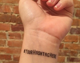 bachelorette party temporary tattoos // custom hashtag