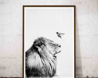 Lion Print, Nursery Safari Print, Nursery Safari Art, Minimalist Art Large, Large Abstract Decor, Safari Nursery Animal Print, Minimalist
