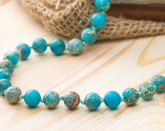 Variscite necklace turquoise necklace birthday gift ideas for her necklace blue necklace gift for girlfriend beads necklace womens jewelry