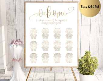 Gold Wedding seating chart template, printable seating chart, seating chart printable, editable seating plan, Find your seat sign