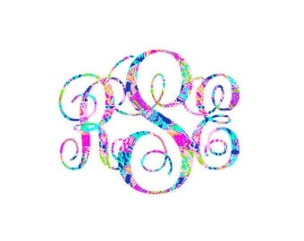 Lilly Vinyl Monogram, Vinyl Car Monogram, Yeti Decal, Lilly Inspired Monogram