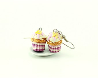 Lemon-Lavender Cupcake Earrings