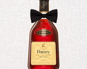 Personalized Sticker Label for VSOP Cognac Bottle | Custom Favor Gift Tag for Wedding, Groom, Best Man, Groomsmen, Bachelor Party, CHEERS!