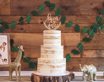 Personalize Name is One Half Wreath Cake Topper Baby is One First Birthday Personalized 1st Birthday Customized Rustic Wood Unique Custom