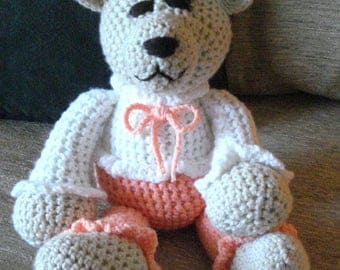 Crocheted teddy bear stuffed animal doll toy "Elsie"