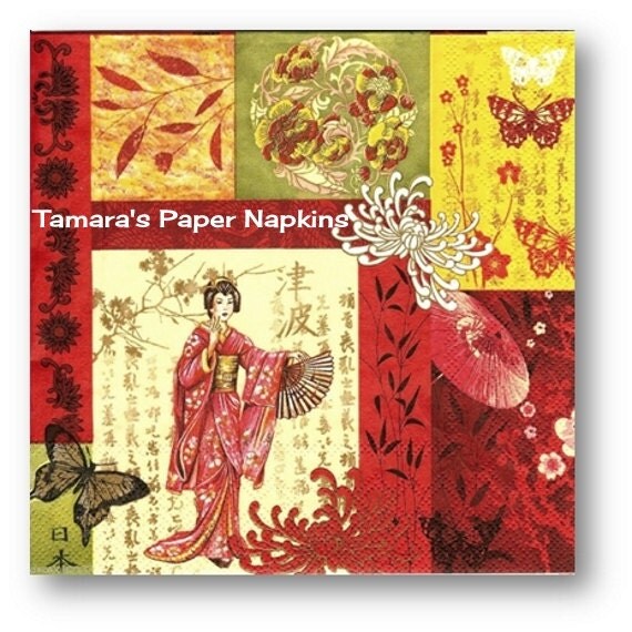 4 Decoupage Napkins Paper Napkins JAPAN STYLE Oriental