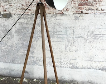 Wood Floor Lamp, Wood Tripod, Wood Tripod Lamp, Surveyors Tripod, Tripod Floor Lamp, Industrial Floor Lamp, Reclaimed Wood Lamp