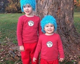 Thing One Thing Two wig hat inspired by Thing 1 Thing 2 wig Dr. Suess any size Cat In The Hat for costumes