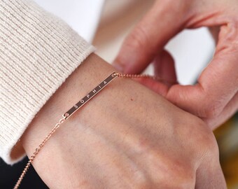 bridesmaid gift, Bar bracelet, Personalized bar bracelet, name bracelet, rose gold bar bracelet, Custom Name Bracelet
