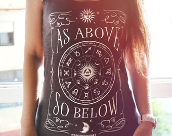 Yoga Tank Top - Zodiac, Astrological shirt, Astrology shirt, Trendy graphic tee, Festival top, Gothic top