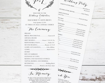 Rustic Wedding Program Template, Rustic Wedding Programs Instant Download, Wedding Program Printable, DIY Wedding Program, Unique Wedding
