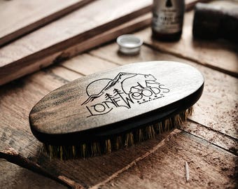 BEARD BRUSH: 100% Pure Boar Bristle Beard Brush (Military Style)- Boar Hair Beard Brush, Beard Comb, Beard Care Made in Canada, Gift for Him