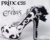 Princess of Erebus Heels PoE Bridal Gothic lace Skull Goth Wedding Custom Shoe Size 3 4 5 6 7 8 Halloween Alternative Kraken Cosplay