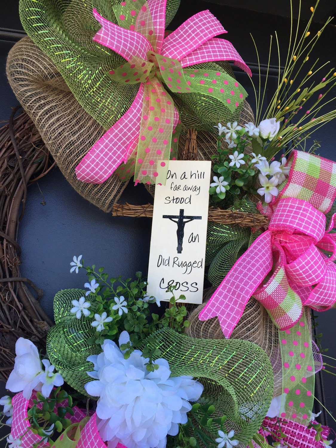 christian cross with tree and grape vine