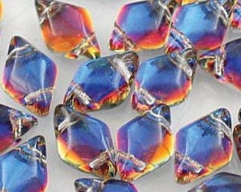 GemDuo Beads, Backlit Vapor, 40 count, 5 x 8 mm 2-Hole Czech Bead, (GD-00030-29942)