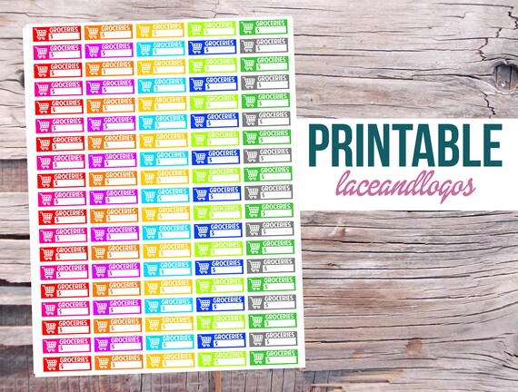 printable planner stickers grocery shopping budget labels for