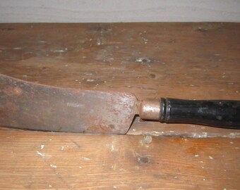 Rustic and Primitive Butcher Meat Cleaver by American Cutlery Company with Black Painted Wood Handle