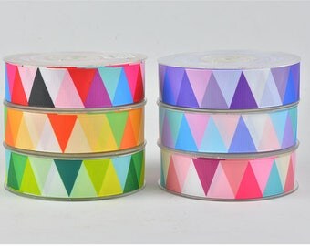 100y Diy Ribbon Geometry Printed Grosgrain ribbon for decoration
