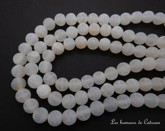 50 Perles agates craquelées veine de dragon 8 mm jaune corail ou blanc/ Crackled agate beads dragon vein 8 mm yellow/coral /white