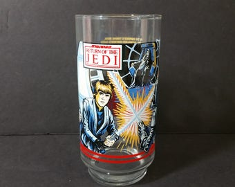 Vintage Star Wars Return of the Jedi Back Glass Burger King Luke Skywalker Darth Vader Lucas Films