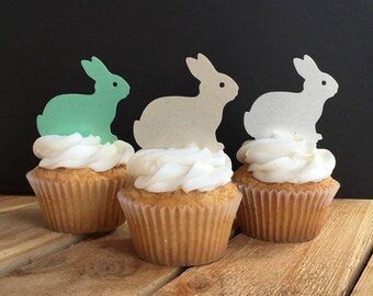 Bunny Bunnies, Easter Spring, Thin Edible Paper Cupcake Toppers, Wafer Paper, Food Safe, Please Read Item Details for more information