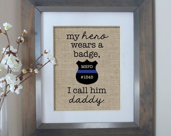Fathers Day Gift, Thin Blue Line, Gift for Dad from Kids, Father's Day for Dad or Mom, Birthday Gift for Dad, Police Officer Gift
