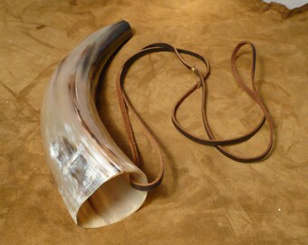 Viking blowing horn, loud barbarian style signal trumpet