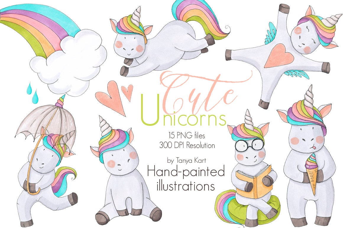 cute animal clipart unicorn clipart planner sticker