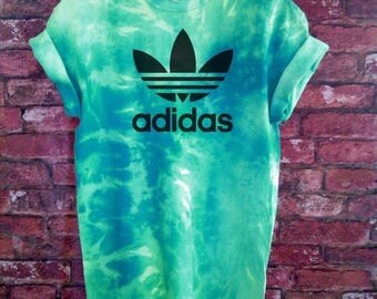 Unisex Authentic Adidas Originals Tie Dye Teal T-shirt XS-XXL