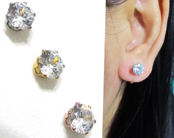 Invisible Clip-on earrings, Stainless Steel Prong Set CZ Rhinestone Clip on Stud |11H| Wedding bridal Clip on earrings, Non Pierced Earrings