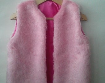 Faux Fur Child Gilet - Bubble Gum Pink