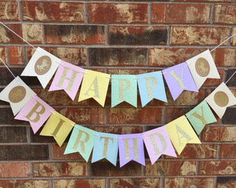 Unicorn birthday banner, pastel rainbow banner, magical birthday banner, Unicorn glitter banner, Birthday photo prop, Personalized banner