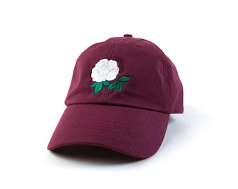 Rose Dad Hat Rose Baseball Cap Embroidered Hat Adjustable Baseball Cap Maroon