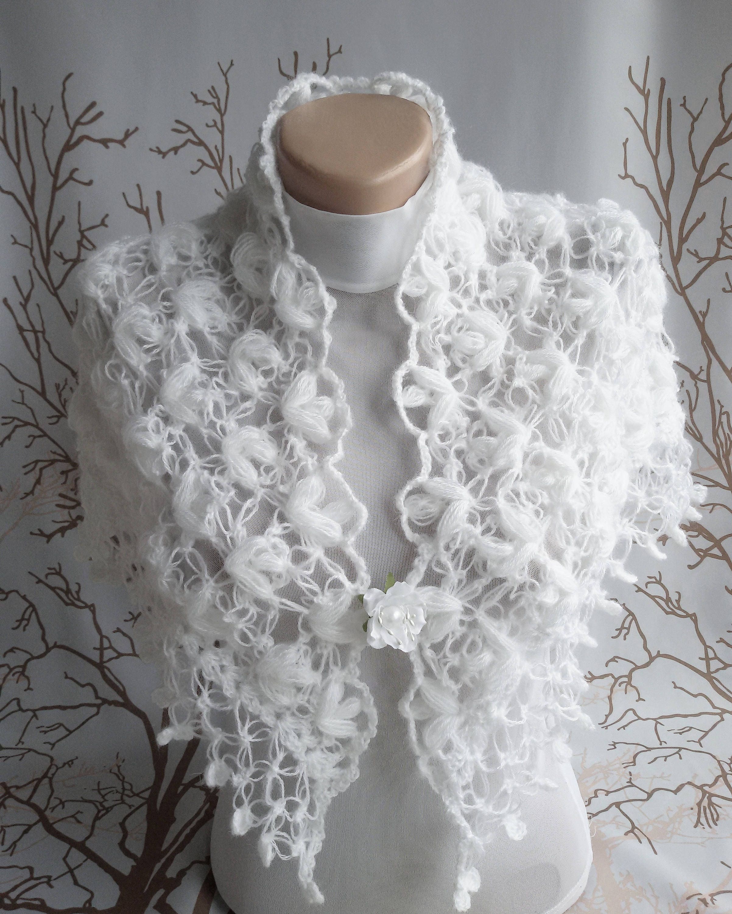 white bridal shrug