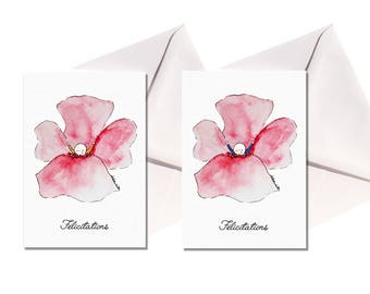 Lot 2 cartes Naissance, enveloppes blanches.
