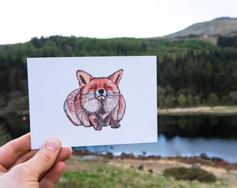 Red Fox Watercolour Illustration Print // A6 Print Postcard // Woodland Animals // Nursery Bedroom Decor // Animal Print